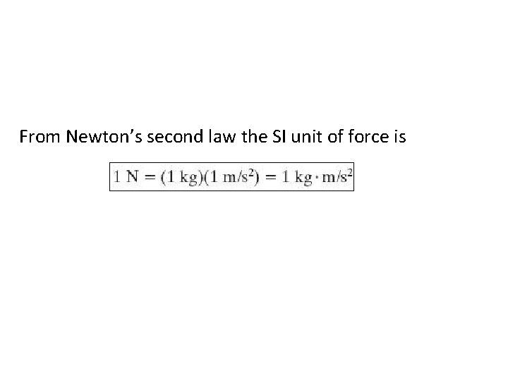 From Newton’s second law the SI unit of force is 