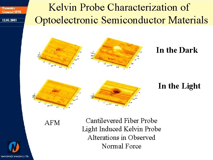 Nanonics General SPM 12. 01. 2003 Kelvin Probe Characterization of Optoelectronic Semiconductor Materials In