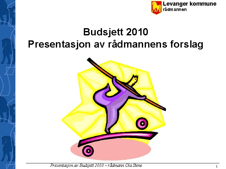 Levanger kommune rådmannen Budsjett 2010 Presentasjon av rådmannens forslag Presentasjon av Budsjett 2010 –