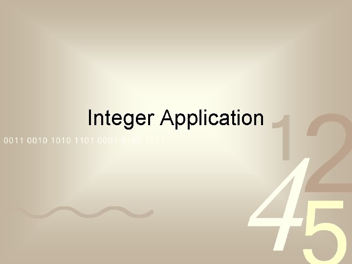 Integer Application 