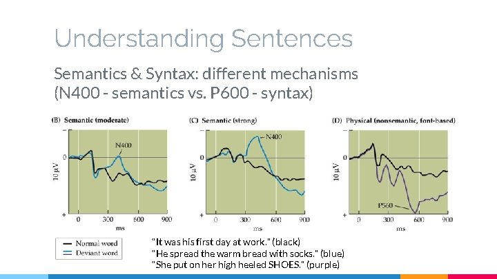 Understanding Sentences Semantics & Syntax: different mechanisms (N 400 - semantics vs. P 600