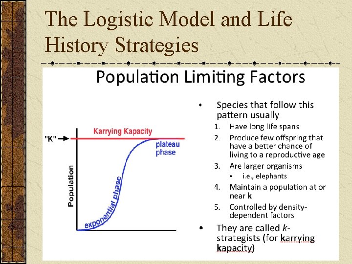 The Logistic Model and Life History Strategies 