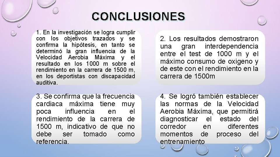 CONCLUSIONES 1. En la investigación se logra cumplir con los objetivos trazados y se