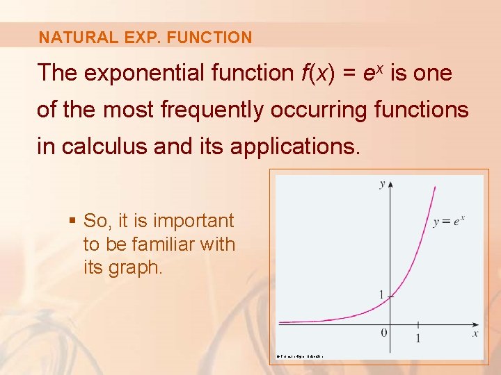 NATURAL EXP. FUNCTION The exponential function f(x) = ex is one of the most