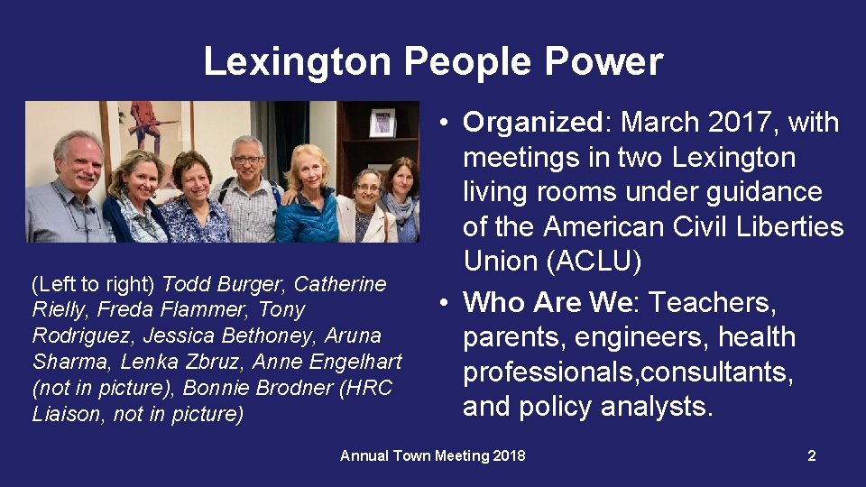 Lexington People Power (Left to right) Todd Burger, Catherine Rielly, Freda Flammer, Tony Rodriguez,