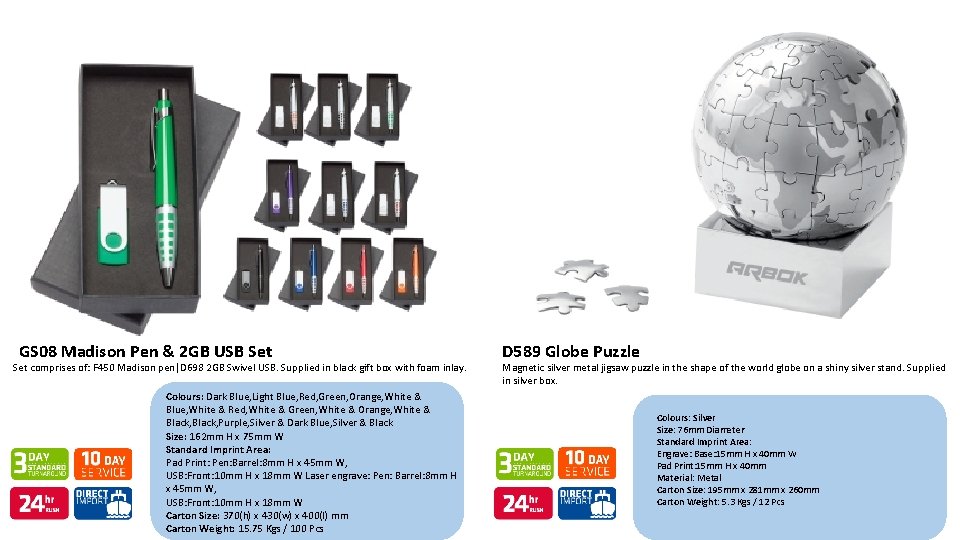 GS 08 Madison Pen & 2 GB USB Set comprises of: F 450 Madison