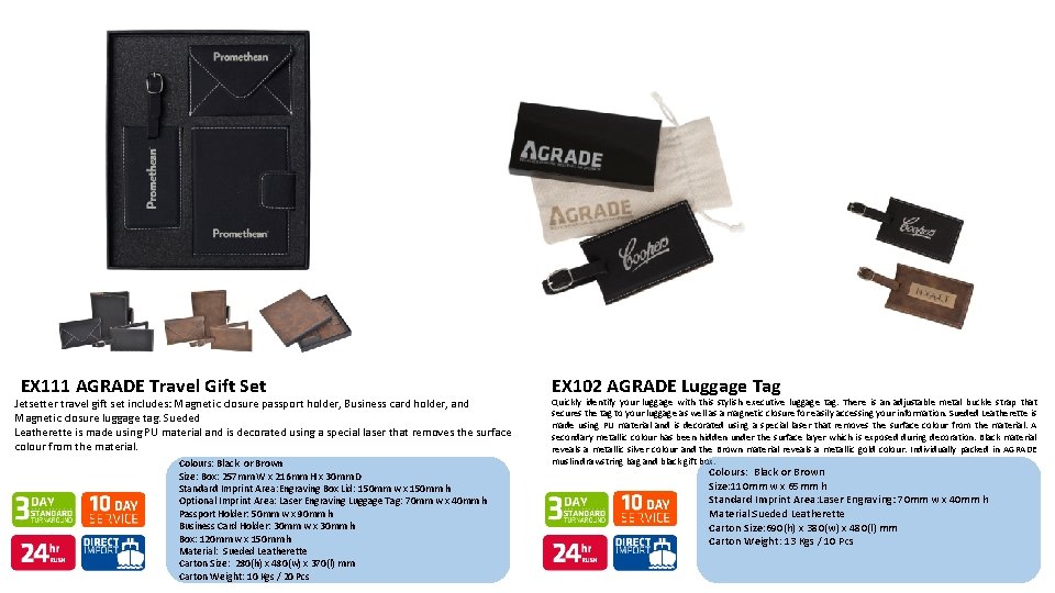 EX 111 AGRADE Travel Gift Set Jetsetter travel gift set includes: Magnetic closure passport