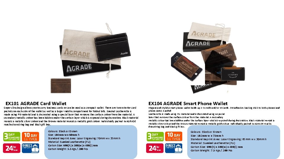 EX 101 AGRADE Card Wallet Super slim design allows you to carry business cards