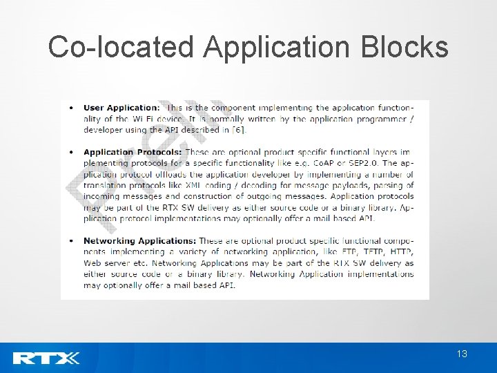 Co-located Application Blocks 13 