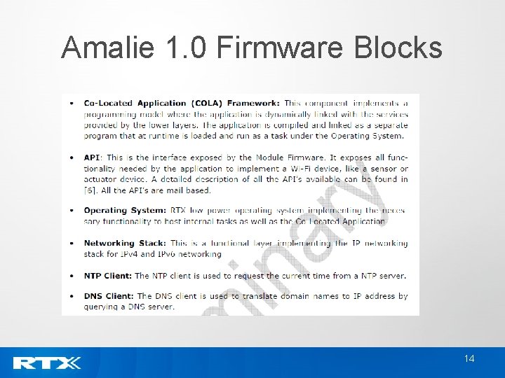 Amalie 1. 0 Firmware Blocks 14 