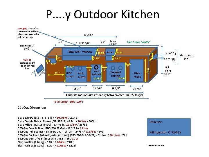 P. . y Outdoor Kitchen Vent (#2) 2”h x 11” w cutout on back