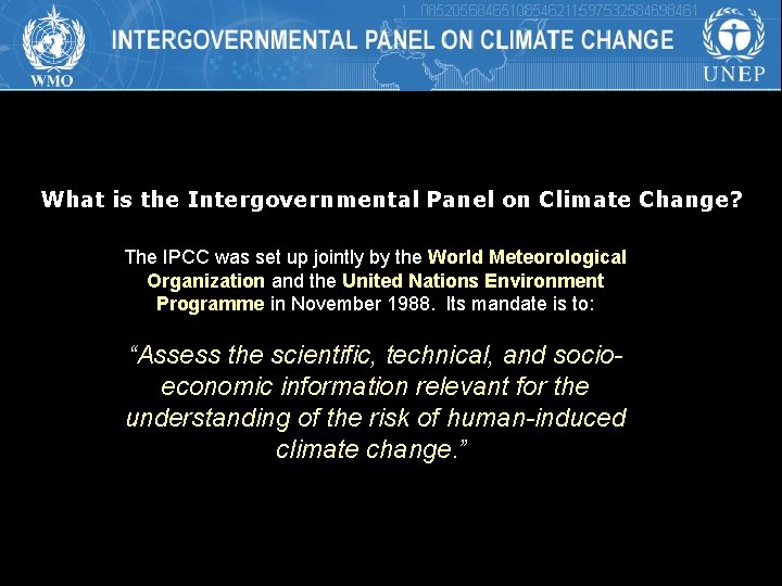 What is the Intergovernmental Panel on Climate Change? The IPCC was set up jointly