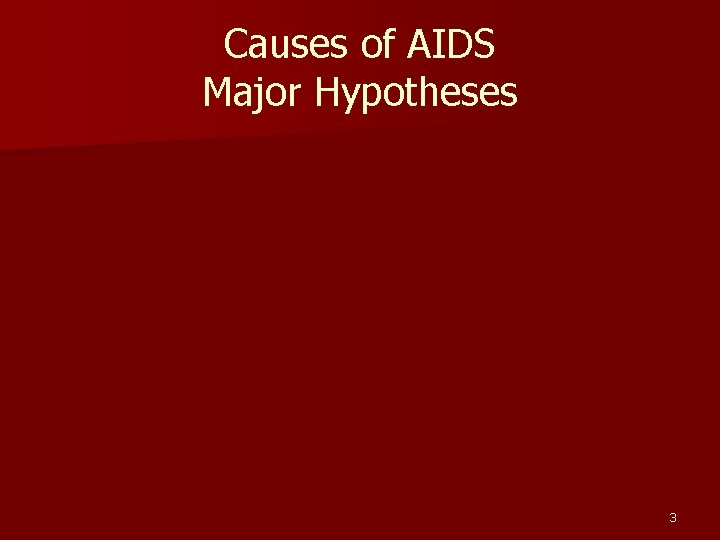 Causes of AIDS Major Hypotheses 3 