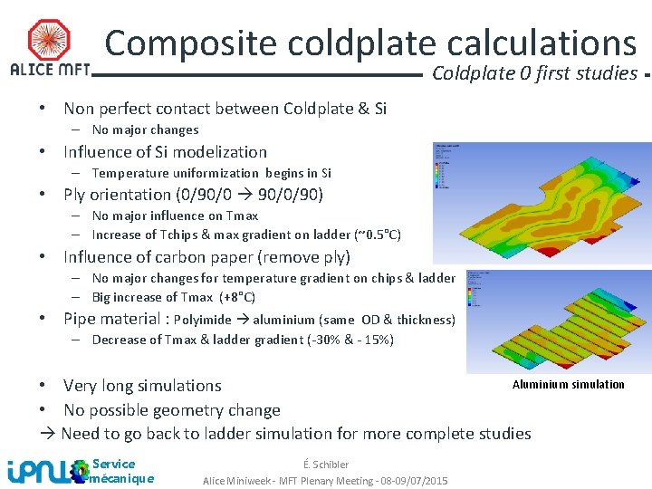 Composite coldplate calculations Coldplate 0 first studies • Non perfect contact between Coldplate &