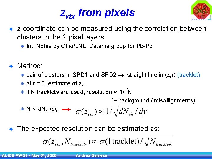 zvtx from pixels z coordinate can be measured using the correlation between clusters in