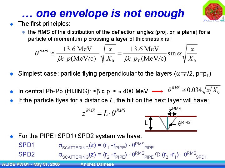 … one envelope is not enough The first principles: the RMS of the distribution