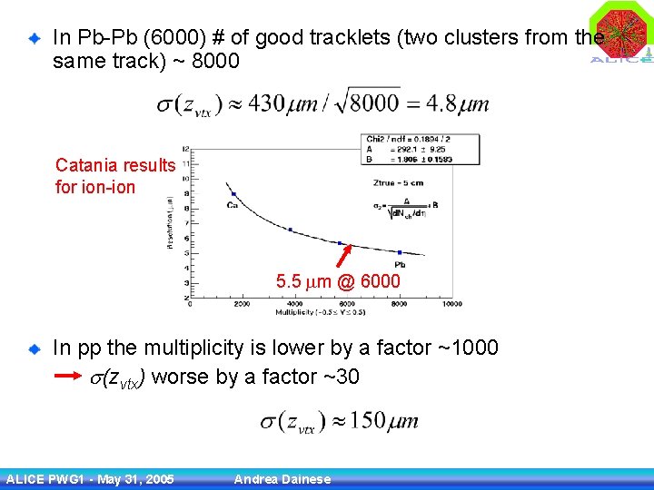 In Pb-Pb (6000) # of good tracklets (two clusters from the same track) ~