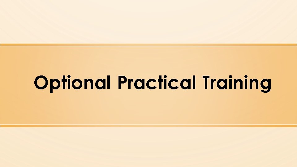 Optional Practical Training 