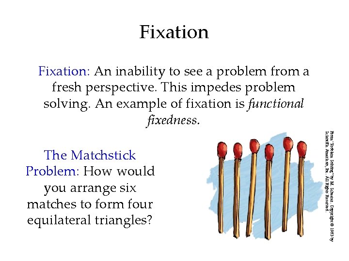 Fixation: An inability to see a problem from a fresh perspective. This impedes problem