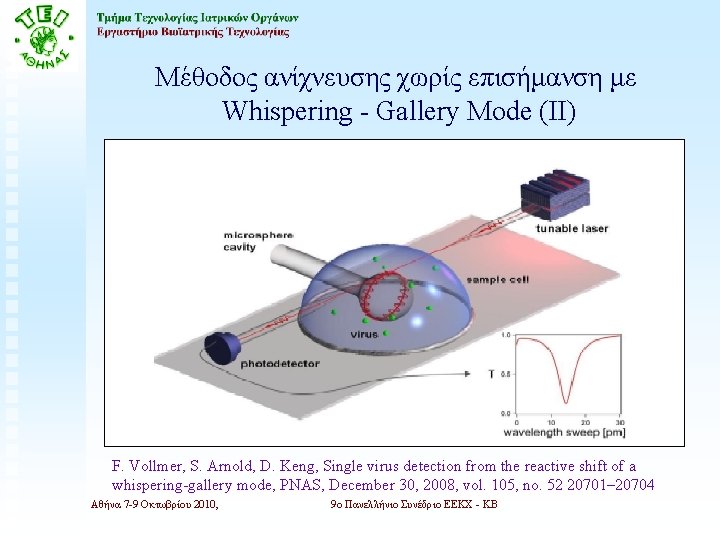 Μέθοδος ανίχνευσης χωρίς επισήμανση με Whispering - Gallery Mode (ΙΙ) F. Vollmer, S. Arnold,