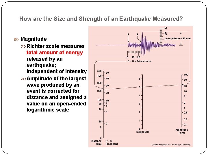 How are the Size and Strength of an Earthquake Measured? Magnitude Richter scale measures