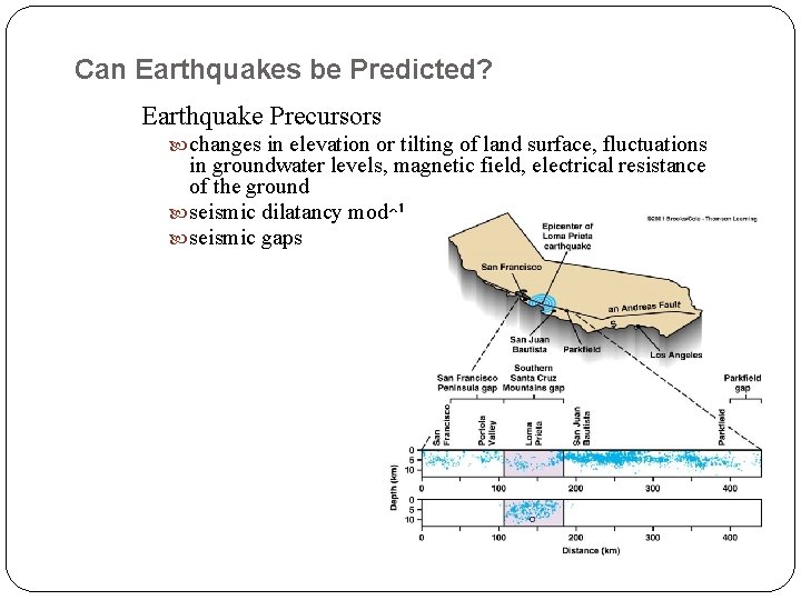 Can Earthquakes be Predicted? Earthquake Precursors changes in elevation or tilting of land surface,