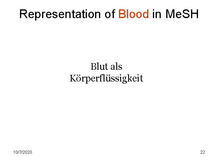 Representation of Blood in Me. SH Blut als Körperflüssigkeit 10/7/2020 22 