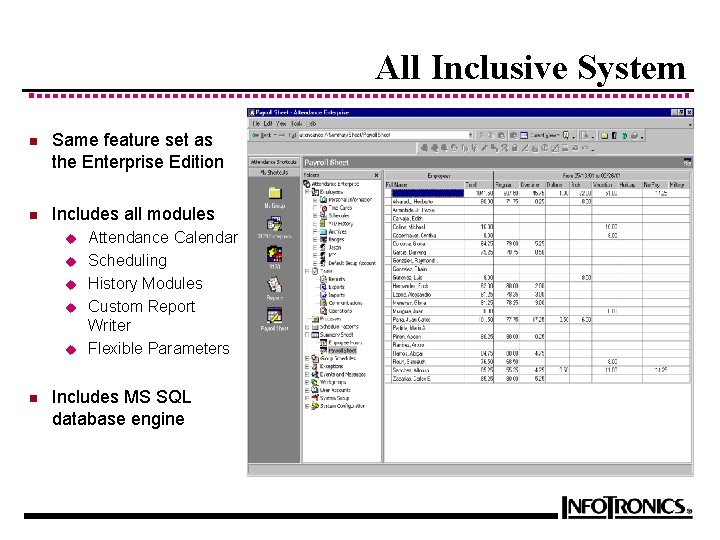 All Inclusive System n Same feature set as the Enterprise Edition n Includes all