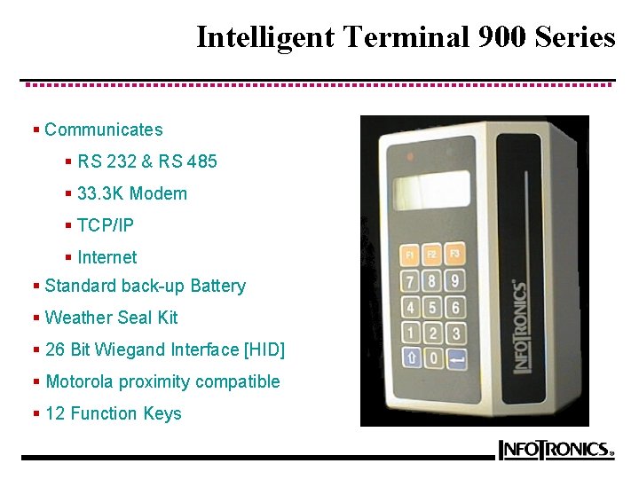 Intelligent Terminal 900 Series § Communicates § RS 232 & RS 485 § 33.