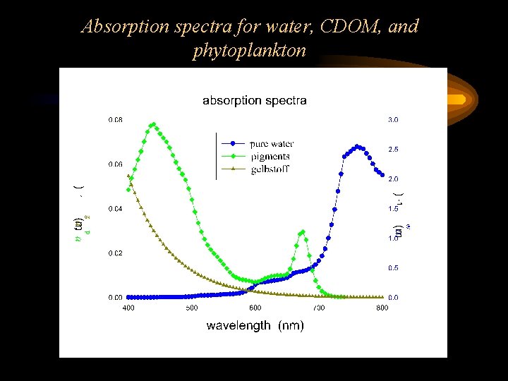 Absorption spectra for water, CDOM, and phytoplankton 