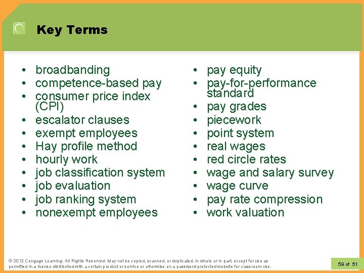 Key Terms • broadbanding • competence based pay • consumer price index (CPI) •