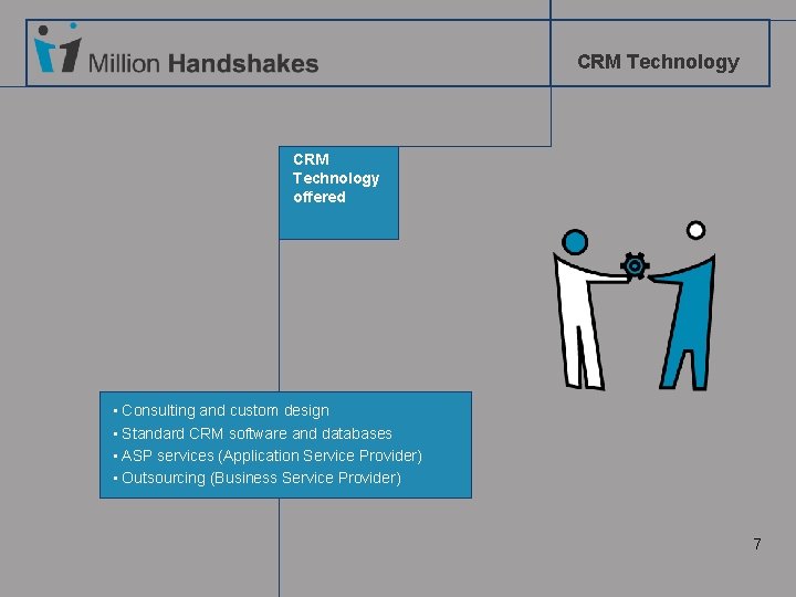 CRM Technology offered • Consulting and custom design • Standard CRM software and databases