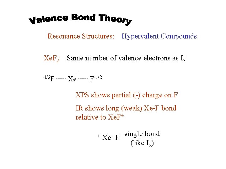 Resonance Structures: Hypervalent Compounds Xe. F 2: Same number of valence electrons as I