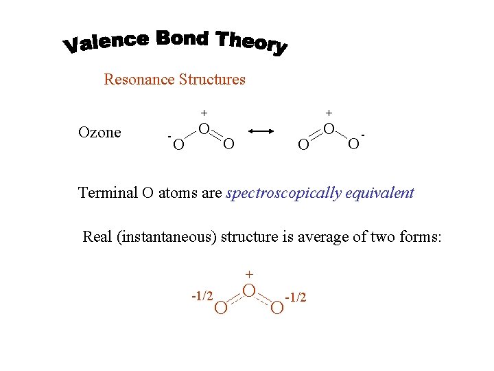 Resonance Structures + Ozone - O O + O O - Terminal O atoms