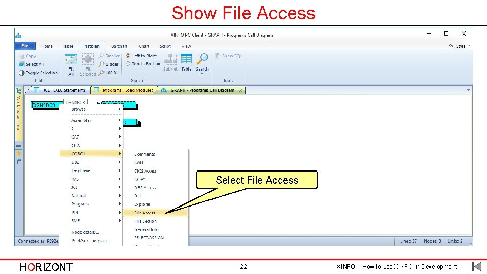 Show File Access Select File Access Which files are used? HORIZONT 22 XINFO –