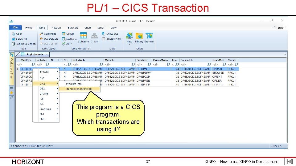 PL/1 – CICS Transaction This program is a CICS program. Which transactions are using