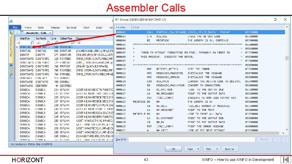 Assembler Calls HORIZONT 43 XINFO – How to use XINFO in Development 