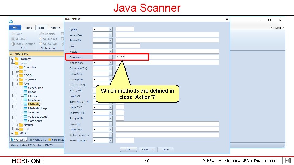 Java Scanner Which methods are defined in class “Action”? HORIZONT 45 XINFO – How