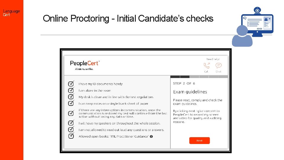 Online Proctoring - Initial Candidate’s checks 