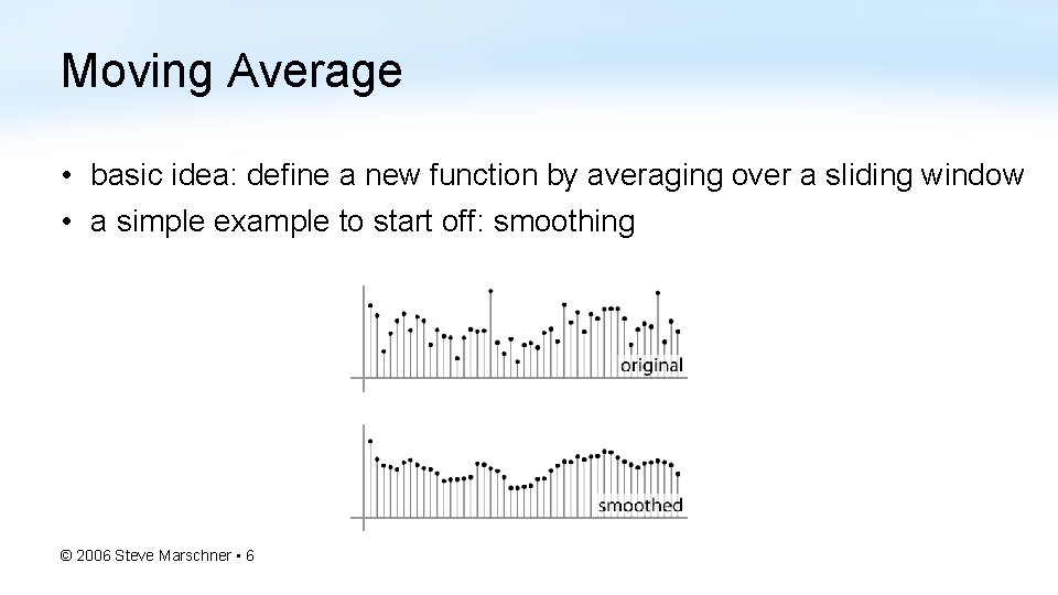 Moving Average • basic idea: define a new function by averaging over a sliding