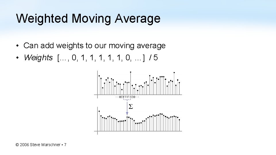 Weighted Moving Average • Can add weights to our moving average • Weights […,