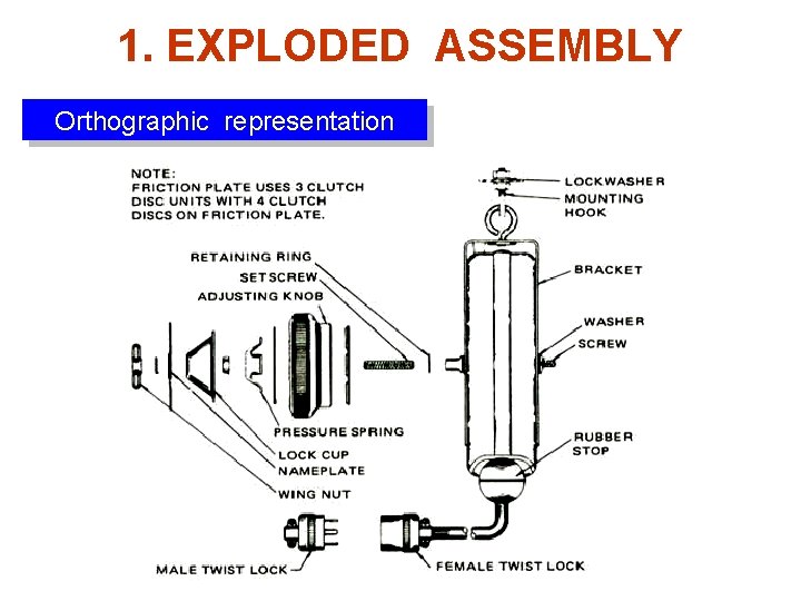 1. EXPLODED ASSEMBLY Orthographic representation 