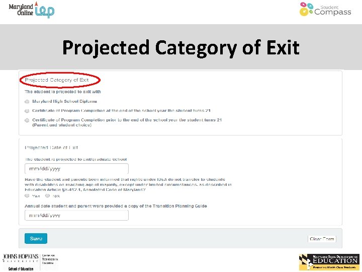 Projected Category of Exit 