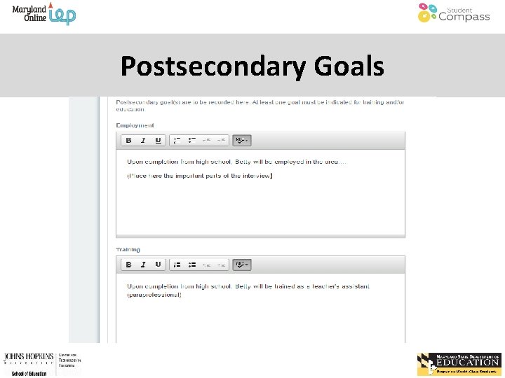 Postsecondary Goals 