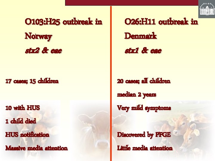 O 103: H 25 outbreak in Norway stx 2 & eae 17 cases; 15