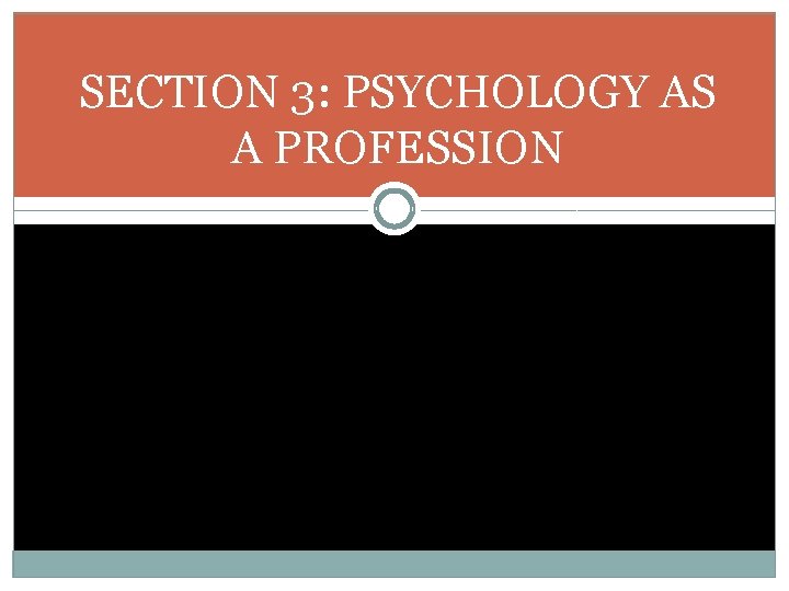 SECTION 3: PSYCHOLOGY AS A PROFESSION 