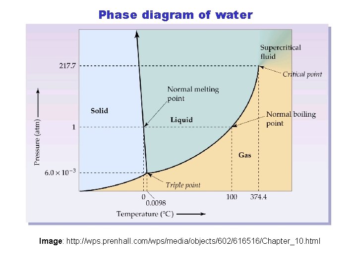 Phase diagram of water Image: http: //wps. prenhall. com/wps/media/objects/602/616516/Chapter_10. html 