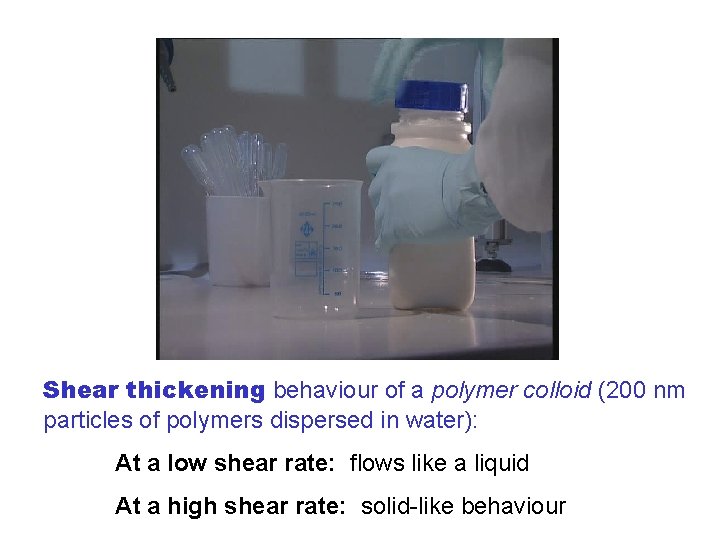 Shear thickening behaviour of a polymer colloid (200 nm particles of polymers dispersed in