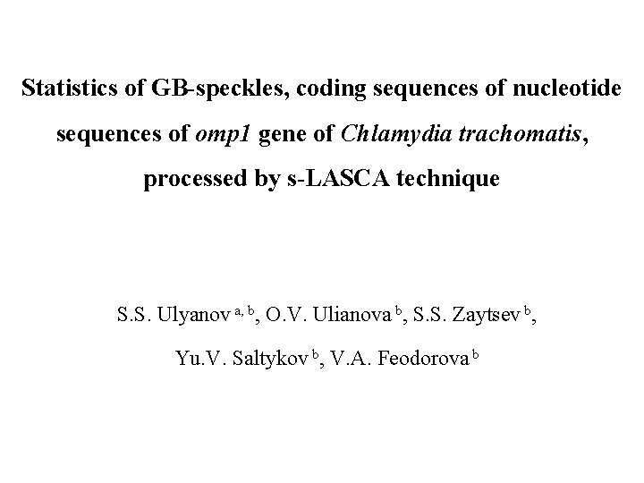 Statistics of GB-speckles, coding sequences of nucleotide sequences of omp 1 gene of Chlamydia