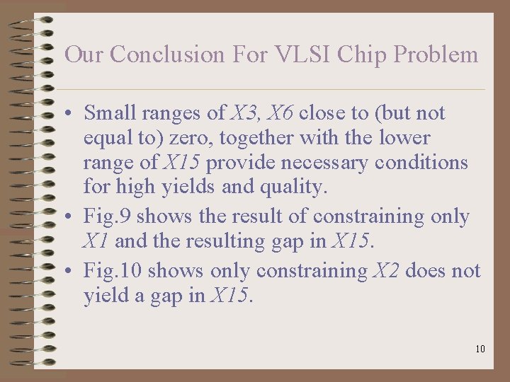 Our Conclusion For VLSI Chip Problem • Small ranges of X 3, X 6